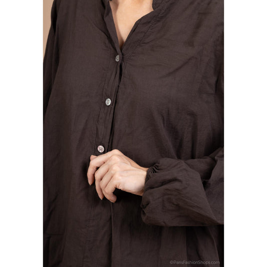 Italy Style Oversize Tynd Bluse Brun