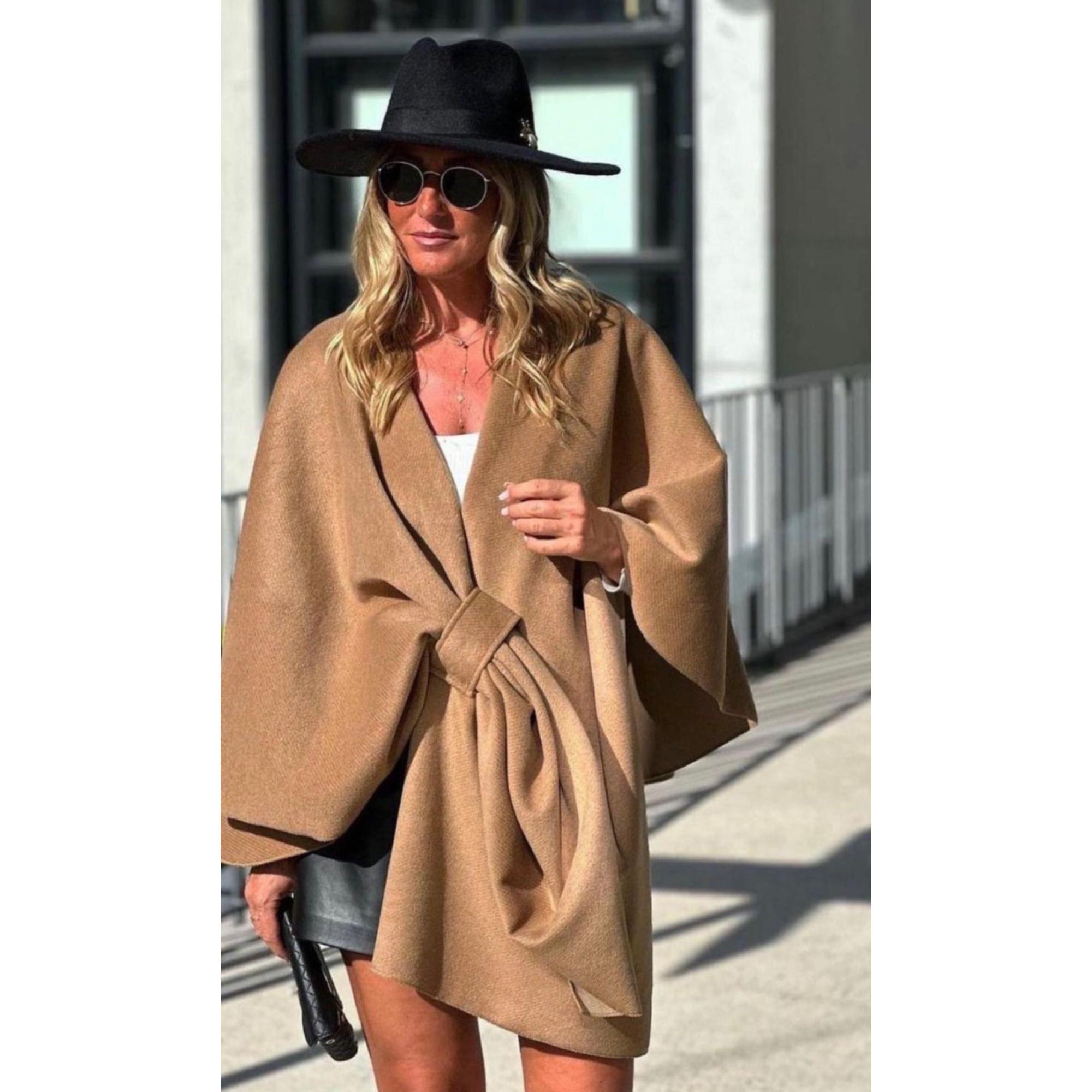 Italy Style Cape Wrap Poncho Camel