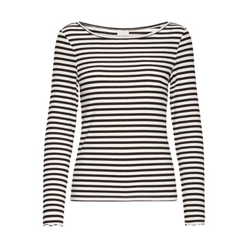 ICHI Cella Rib T-Shirt Brun Offwhite