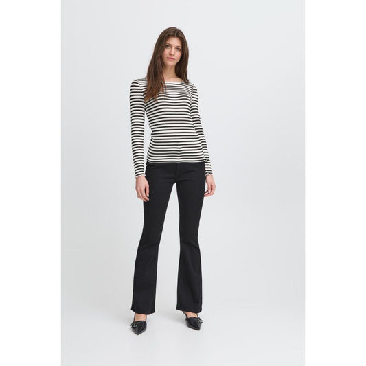 ICHI Cella Rib T-Shirt Brun Offwhite