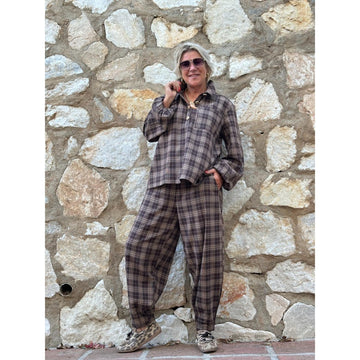 Gaspar Costamano Check Bluse Brown