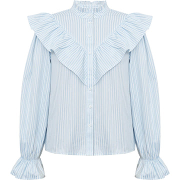 A-View Darcy Bluse Lyseblå Stribet