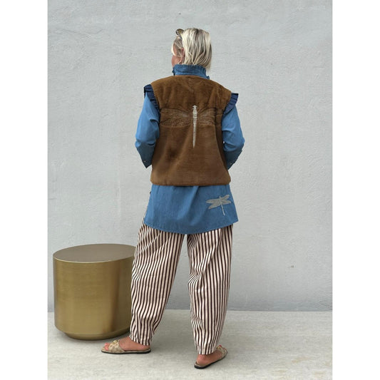 Gaspar Duffy Frill Vest Khaky