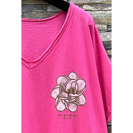 Italy Style Oversize T-Shirt M: Lille Print Pink