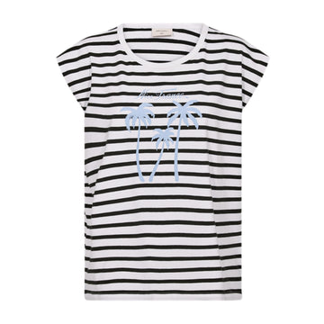 Freequent Fenjal T-Shirt hvid Brun Stribet