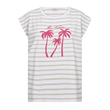 Freequent Fenjal T-Shirt Hvid Beige Stribet