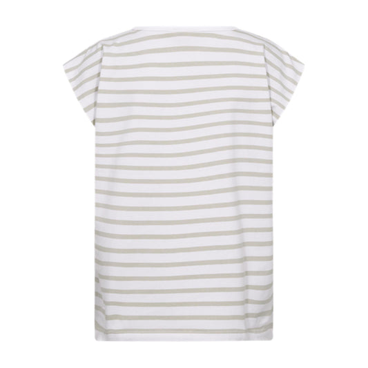 Freequent Fenjal T-Shirt Hvid Beige Stribet