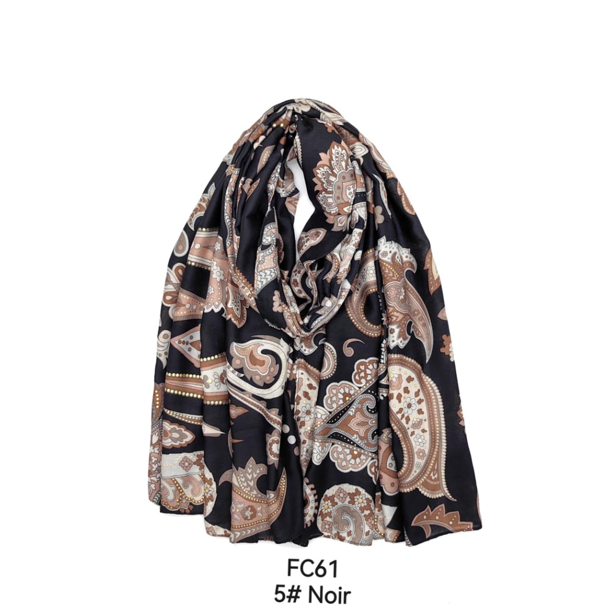 Italy Style Paisley Tørklæde Sort Brun Mix