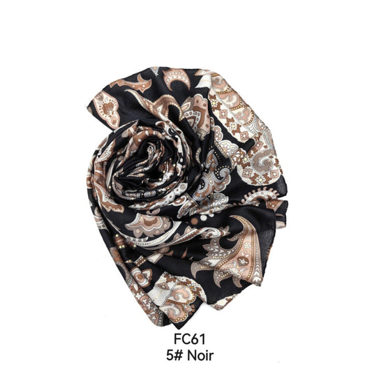 Italy Style Paisley Tørklæde Sort Brun Mix