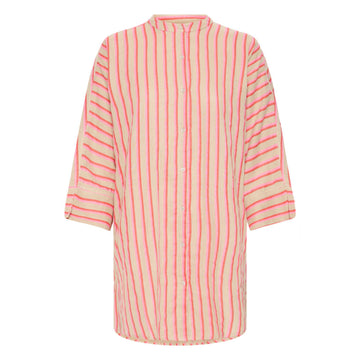 ICHI Foxa Bluse Stribet Sand, Rød, Pink Stribet.