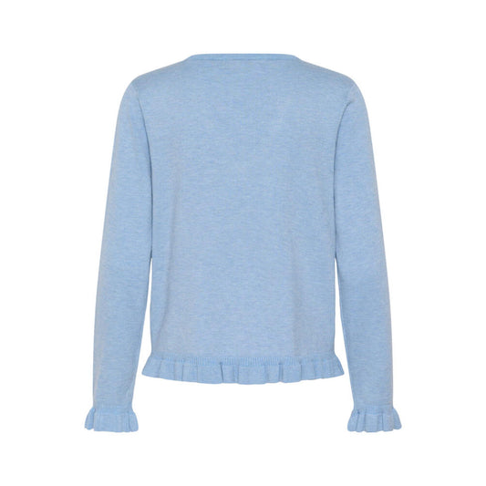 Culture Clare Annemarie Frill V-Neck Lyseblå Melange