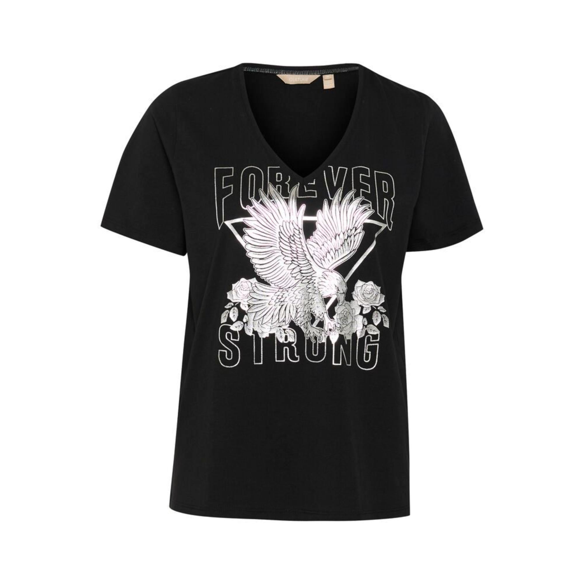 Culture Gith Bronx T-Shirt Sort M. Sølv Print
