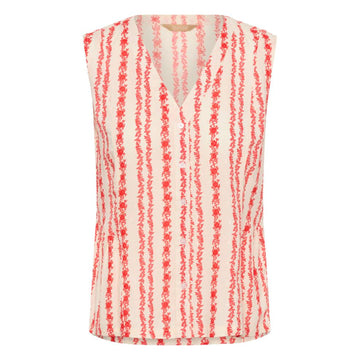 Culture Hollie Bluse Top Coral Hvid Mix