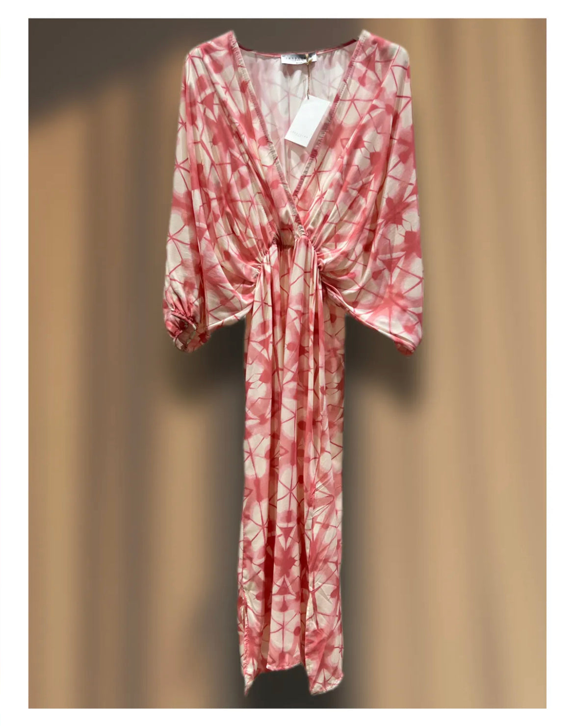 Italy Style Kjole M. Elastik Talje Pink/Beige
