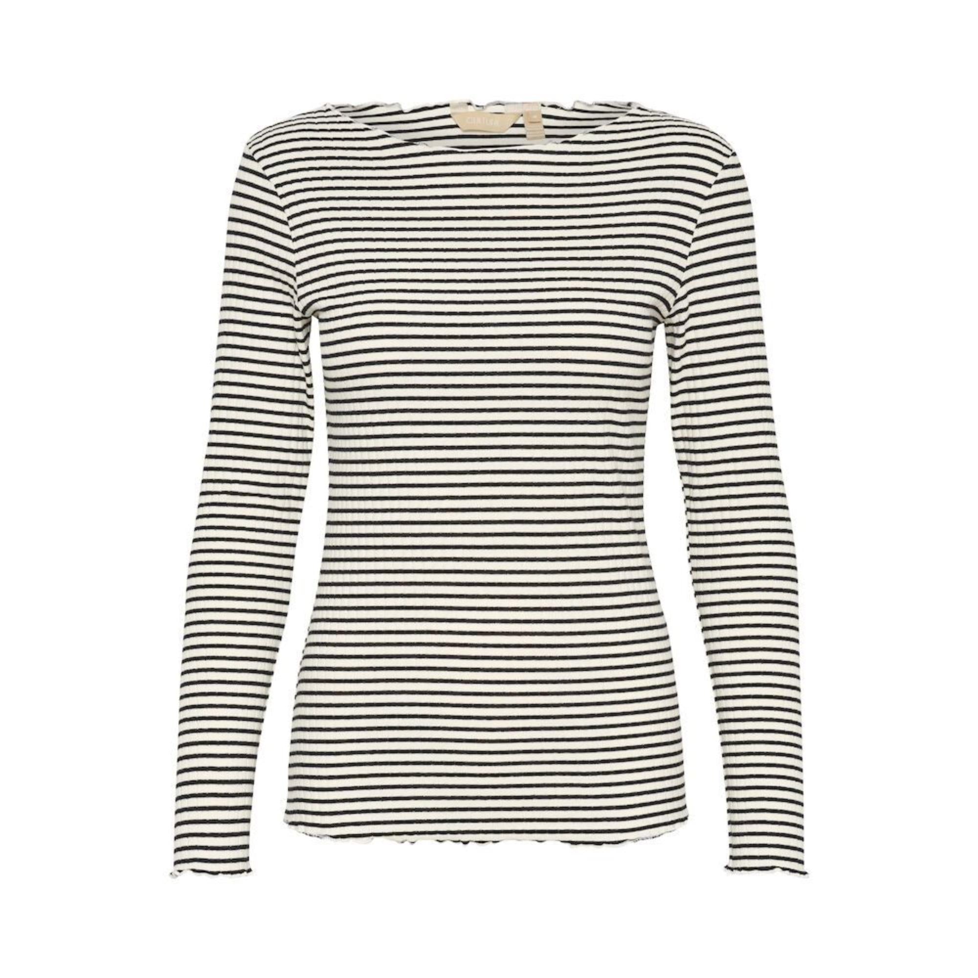 Culture Dolly LS T-Shirt Offwhite Sort Stribet