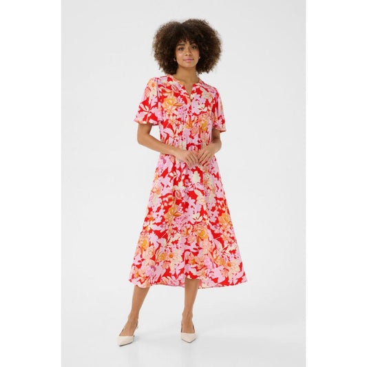 Culture Audrey Bello Kjole Red Pink Flower