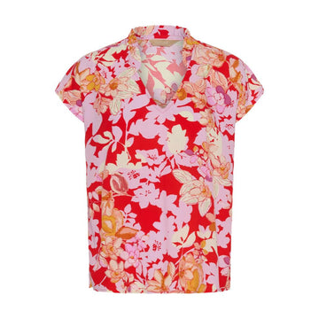 Culture Audrey Bello Bluse Red Pink Flower