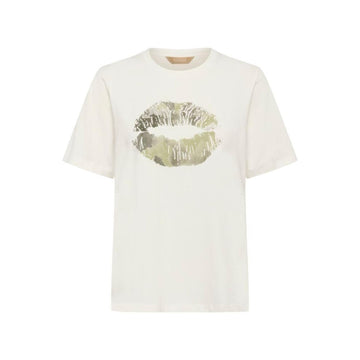 Culture Noali Gith T-Shirt Offwhite M. Grøn Tryk