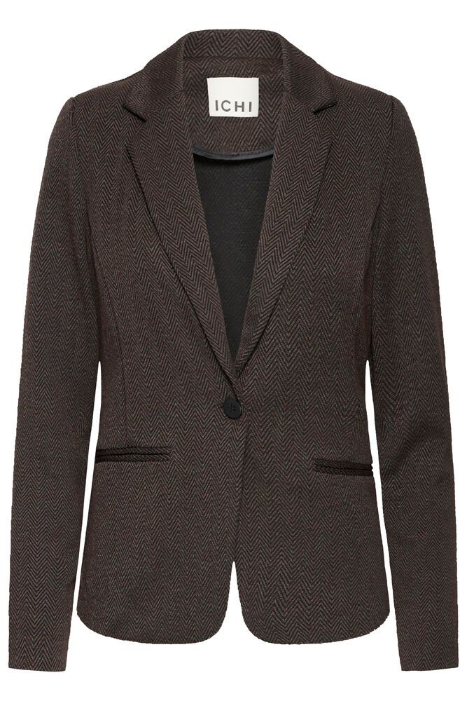 ICHI Kate Jacquard Blazer Kort Brun Sort