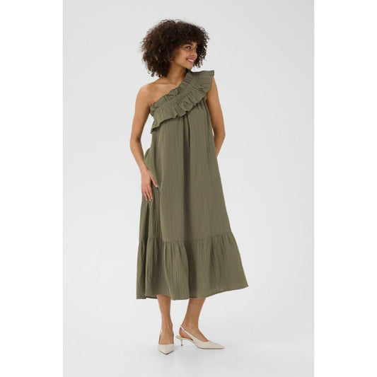 Culture Elina One Shoulder Kjole Dusky Green