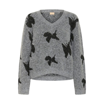 Culture Freya Strik Mid Grey Melange W. Black