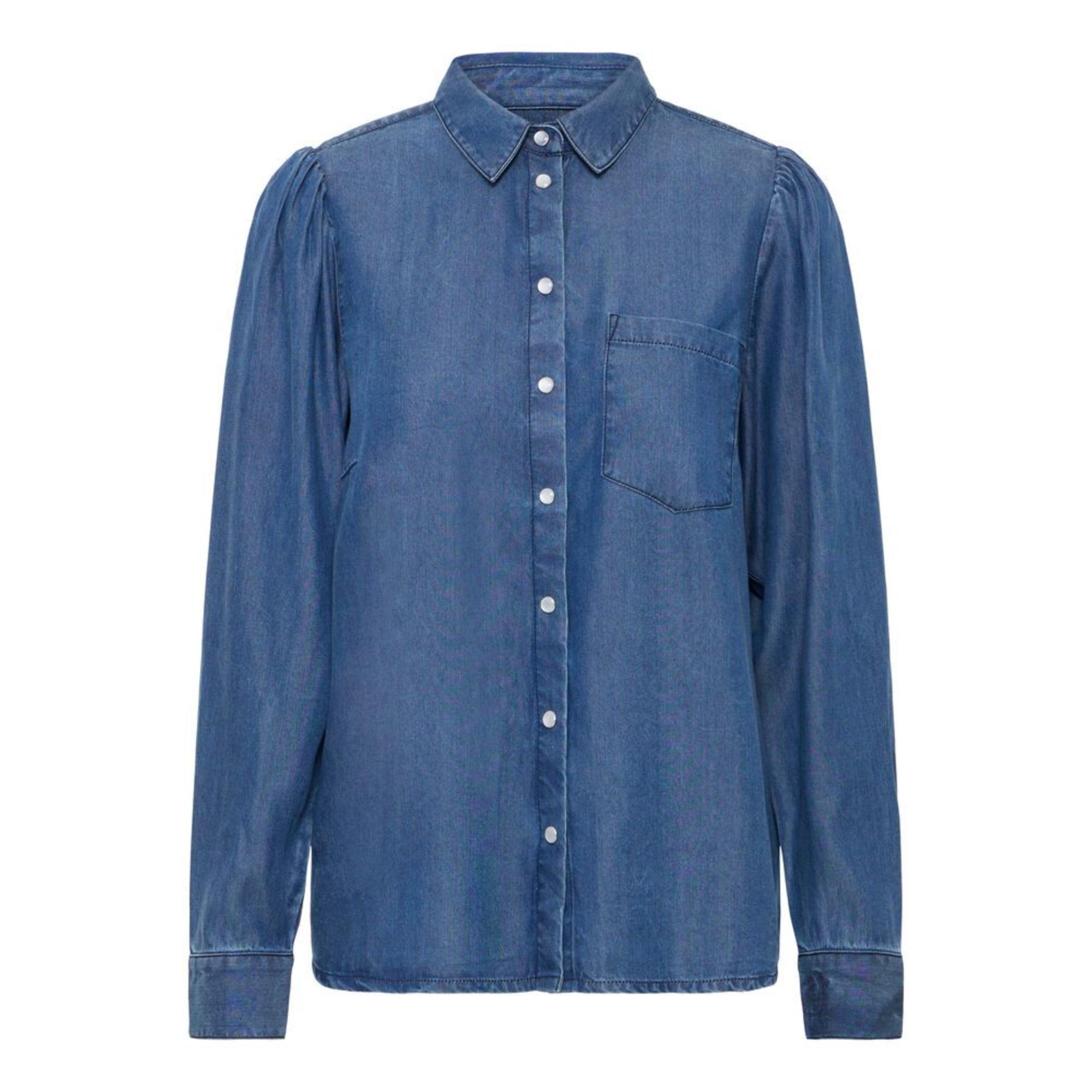 ICHI Borgie Denim Bluse Dark Blue