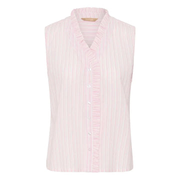 Culture Jilana Bluse Top Hvid Pink Stribet