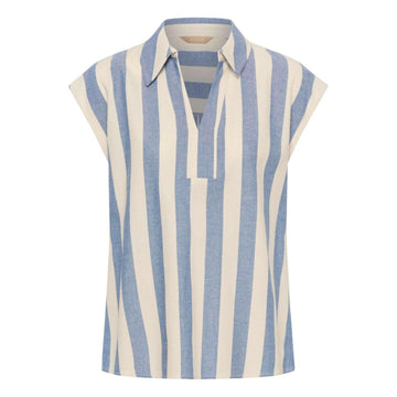 Culture Kapina Bluse Lyseblå Offwhite Stribet