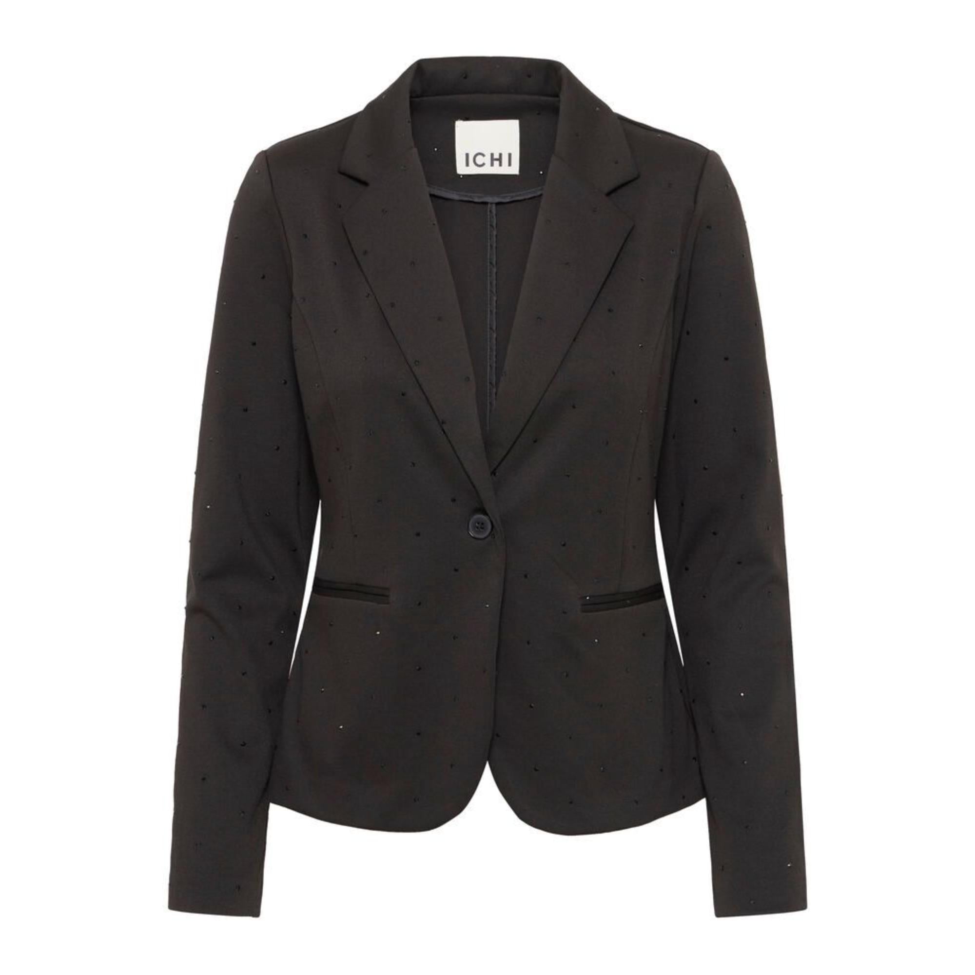 ICHI Kate Rhinestone Kort Blazer Sort