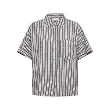 Freequent Lava Stribet Bluse Brun Offwhite