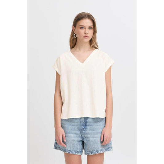 ICHI Linno SS Bluse Offwhite