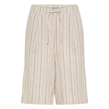 ICHI Linno Shorts Beige Stribet