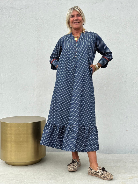 Gaspar Loule Denim Kjole Blue Print