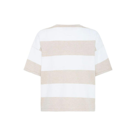 ICHI Luls Loose Strik Beige Hvid Stripe