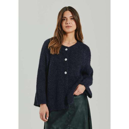 Freequent Lulu Cardigan Night Shade - Lilla Melange