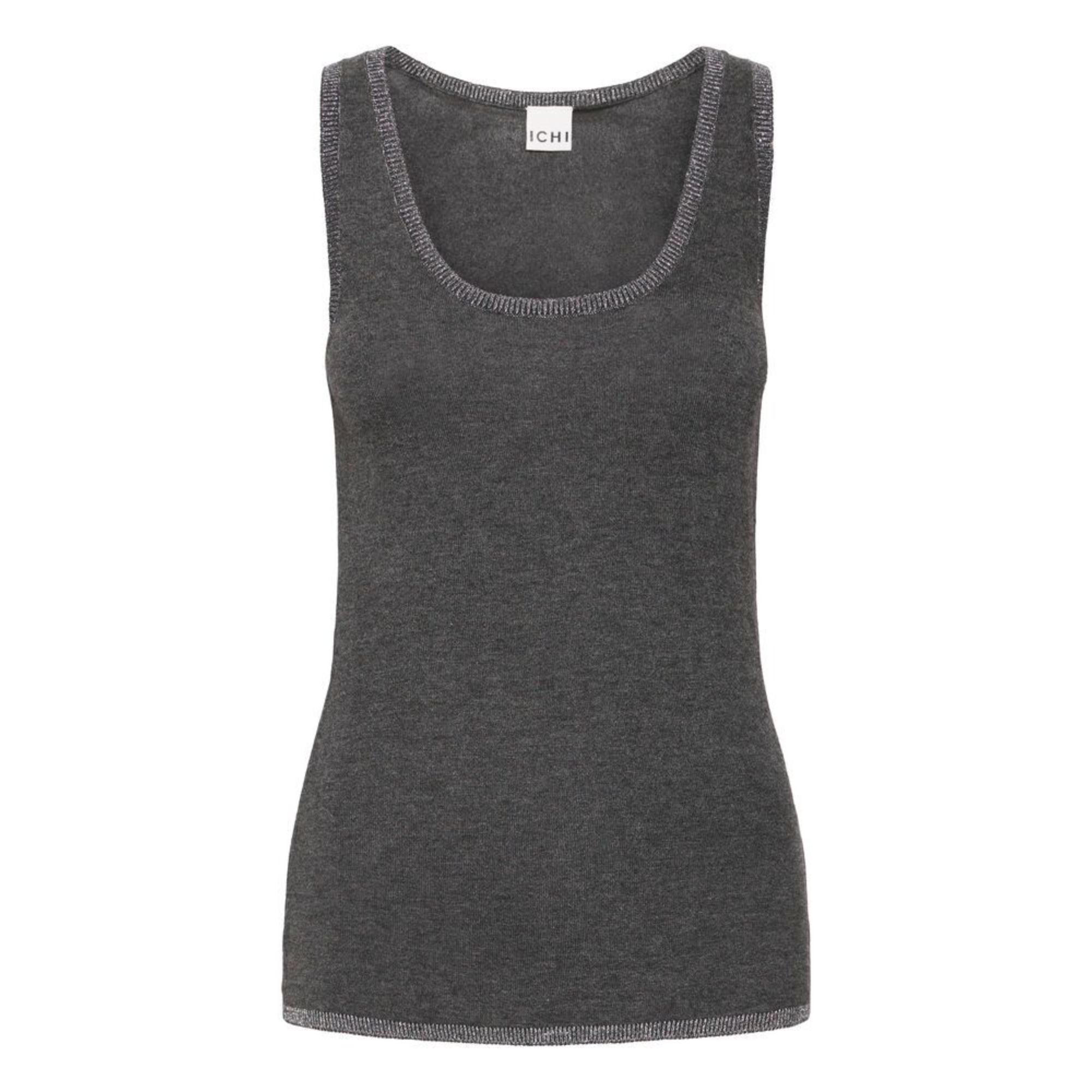 ICHI Mafa Strik Top Grå Melange