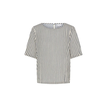ICHI Marrakech SS Bluse offwhite Blå Stribet
