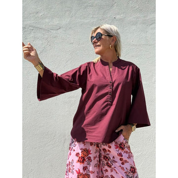 Gaspar Mumbai Poplin Bluse Plum Bordeaux