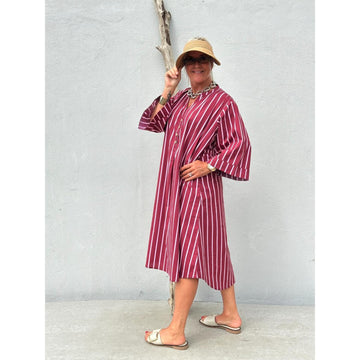 Gaspar Mumbai Stripe Kjole Maroon