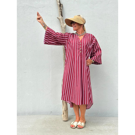 Gaspar Mumbai Stripe Kjole Maroon