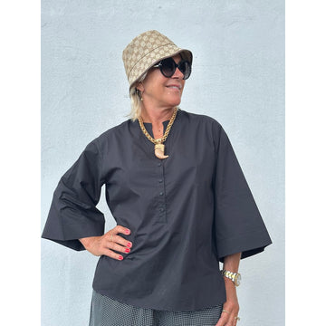 Gaspar Mumbai Poplin Bluse Sort