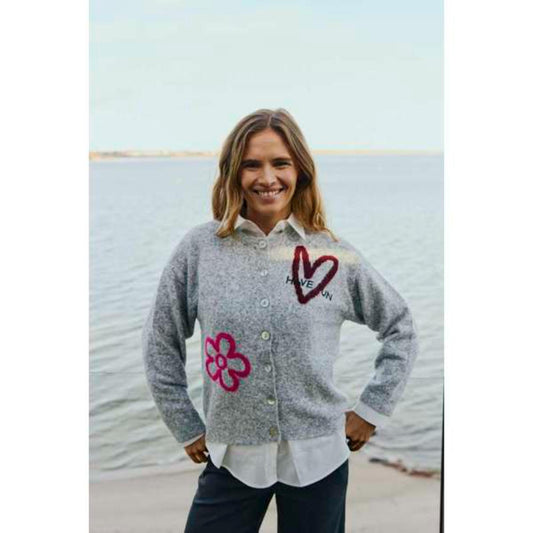 Freequent Nomas Strik Cardigan Mid Grey Melange