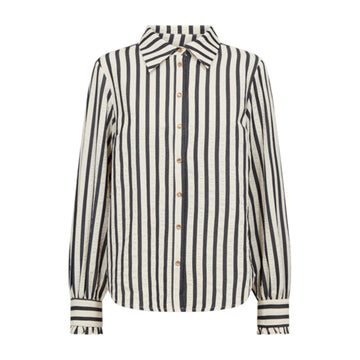 Freequent Noto Bluse Sort Offwhite Stribet