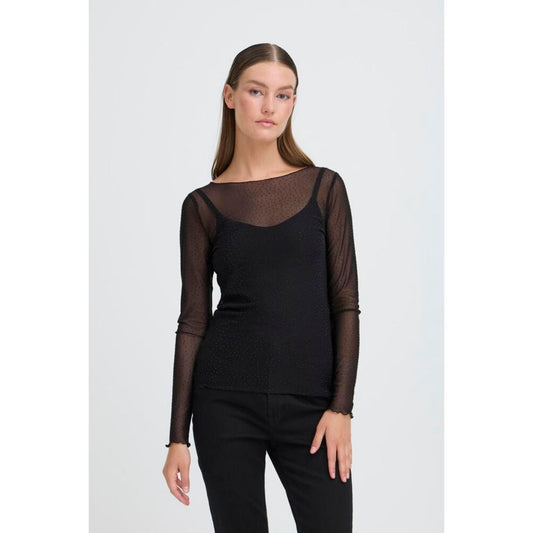 ICHI Noviola Mesh Bluse Sort