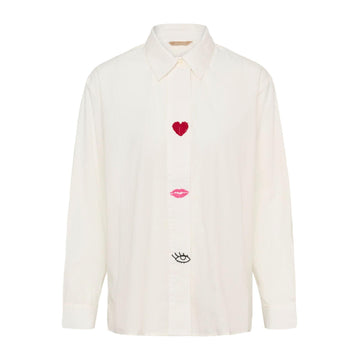 Culture Odette Kort Bluse Offwhite