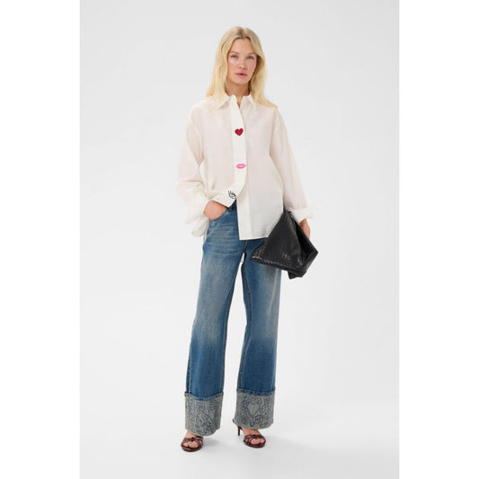 Culture Odette Kort Bluse Offwhite