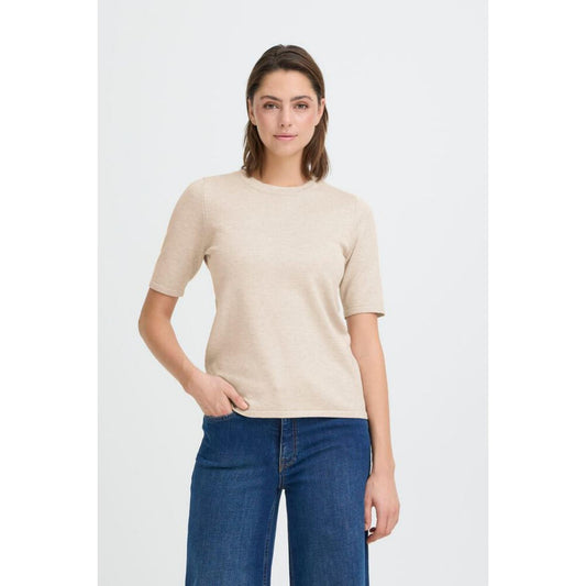 ICHI Luls O-Neck Strik Beige Melange