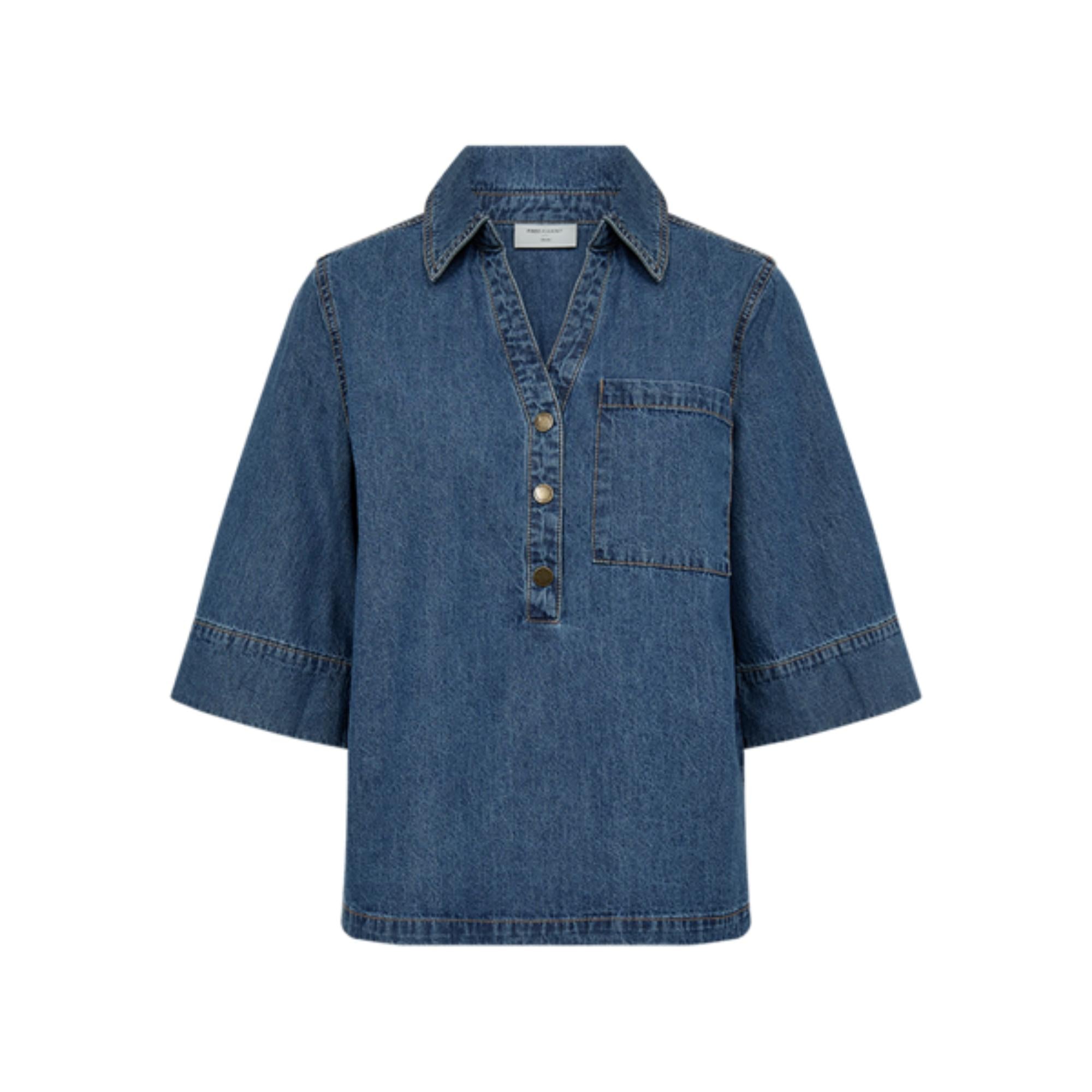 Freequent Lisea Bluse Medium Blue Denim