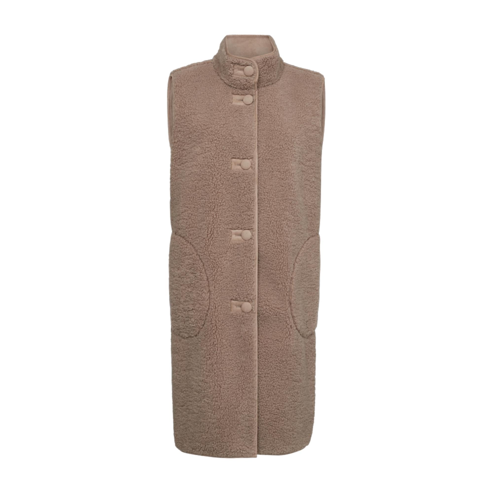 Freequent Lamby Plys Vest Lang Simply Taupe