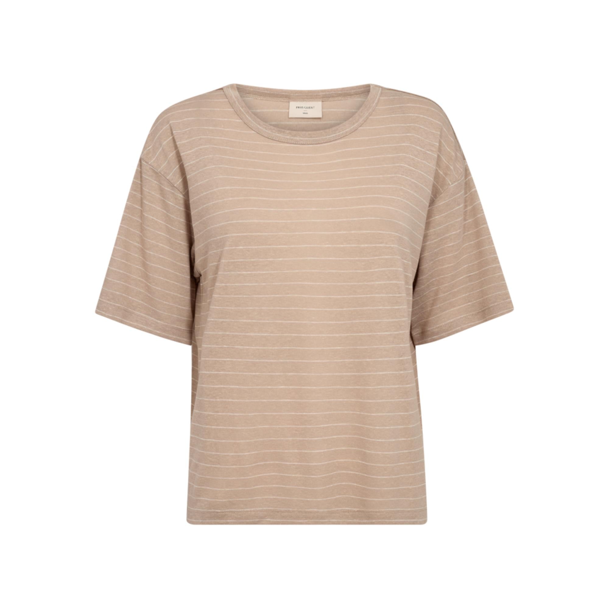 Freequent Hille T-Shirt Simply Taupe W. White